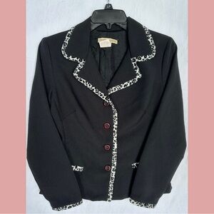 black vintage button up cheetah print blazer by jonathan martin.